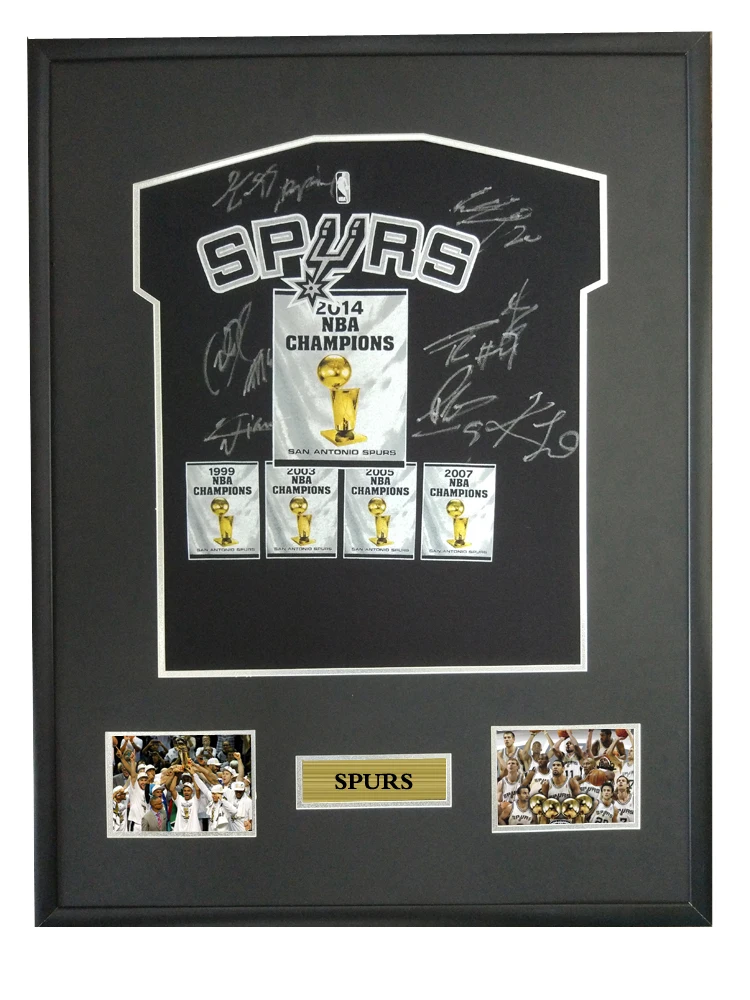 

Ginobili Tony Parker and Tim Duncan signed autographed basketball shirt jersey come with Sa coa framed Spurs