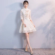 2018 new cotton linen qipao dress traditional chinese folk style improved plate buckle printing a line cheongsams dresses