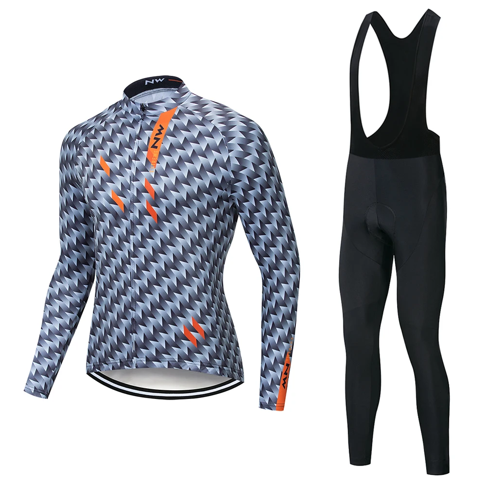 Northwave 2019 Spring/Autumn Cycling Clothing Ropa Ciclismo Nw Men's Jersey Suit Outdoor Riding Bike MTB Clothing Bib Pants Set