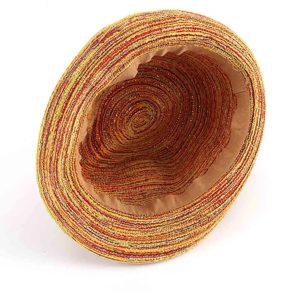 Женская модная пляжная соломенная шляпа женская летняя шляпа, Панама для защиты от солнца цветная полосатая складная шляпа Женская