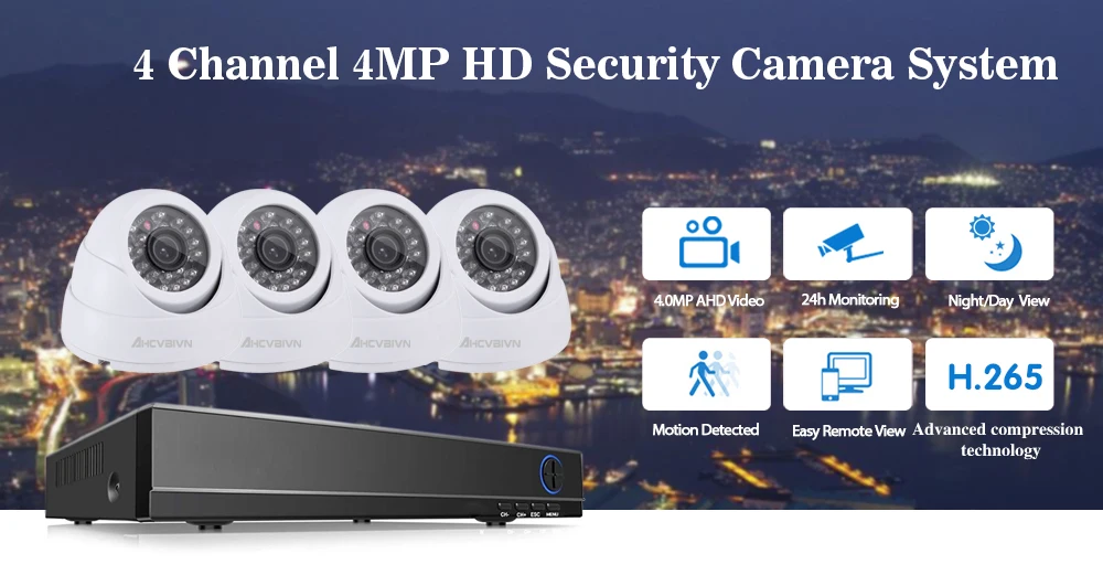 4CH AHD DVR комплект 4MP CCTV Системы запись 4MP HD Камера P2P купол помещении ИК Ночное видение комплект видеонаблюдения