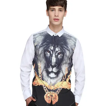 

Mens Dress Shirts Men Autumn 3d Printing Long Sleeve Shirt Mens Shirts Casual Slim Fit 3D Lion Printing Hawaiian Shirt Men 2019