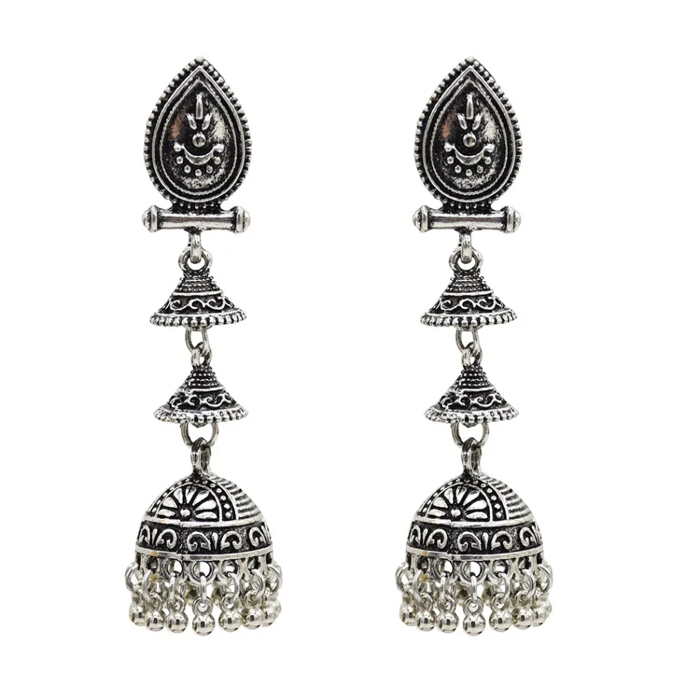 

Afghan Indian Birdcage Tassel Earrings Bohemian Vintage Traditional Silver Earrings India Egypt Thailand Pakistan Women's