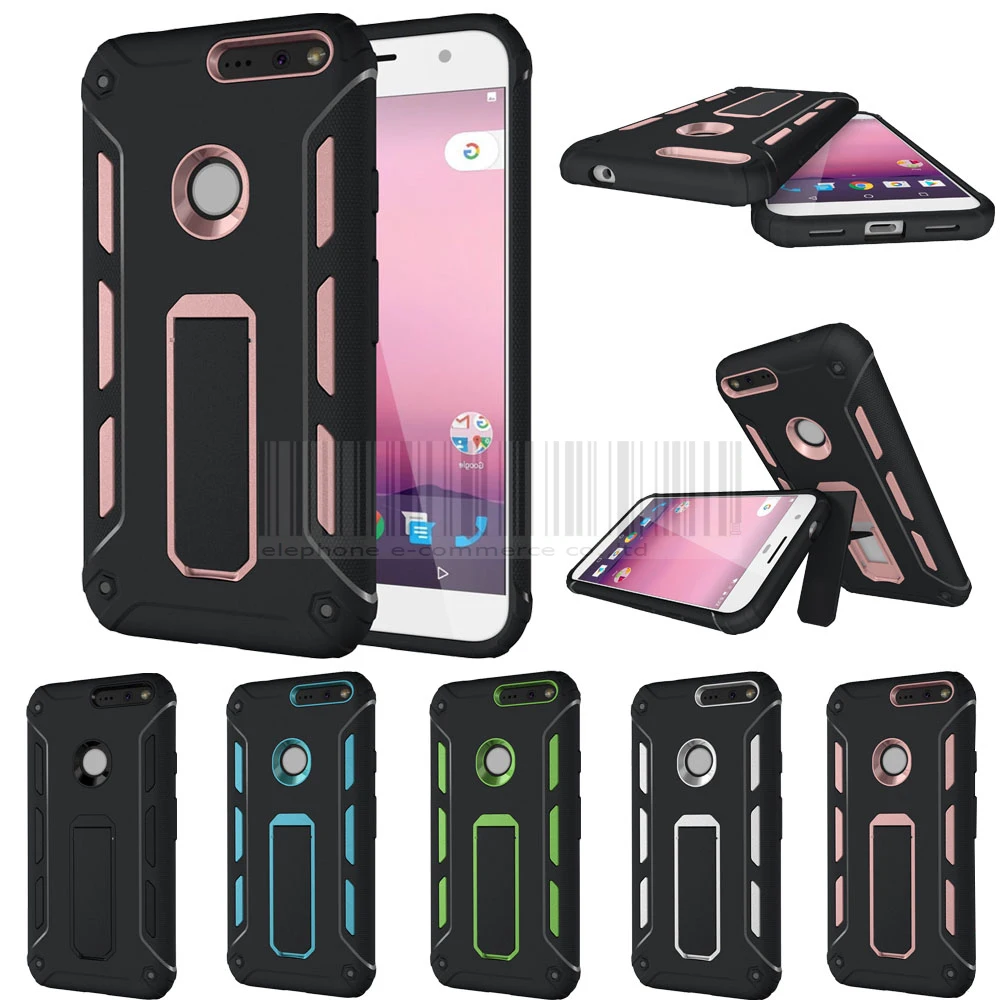 

Hybrid Shockproof Rubber Armor Case Hard Kick Stand Anti Knock Protective Silicone Cover For Google Pixel 5''/ Pixel XL 5.5'' @