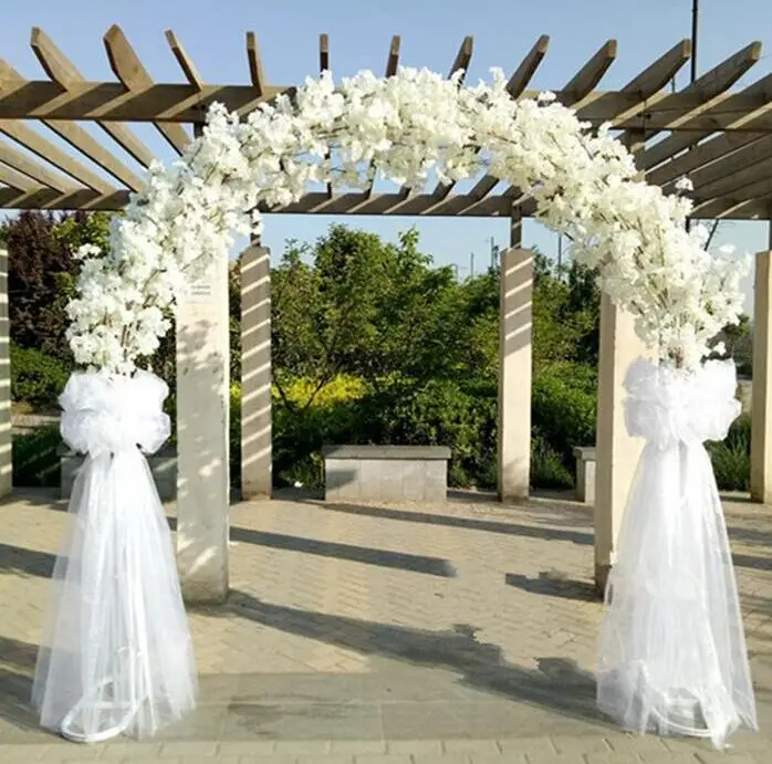 

New artificial flower cherry blossom with metal wedding iron arch stand full cherry blossom +arch shelf DIY window party decor
