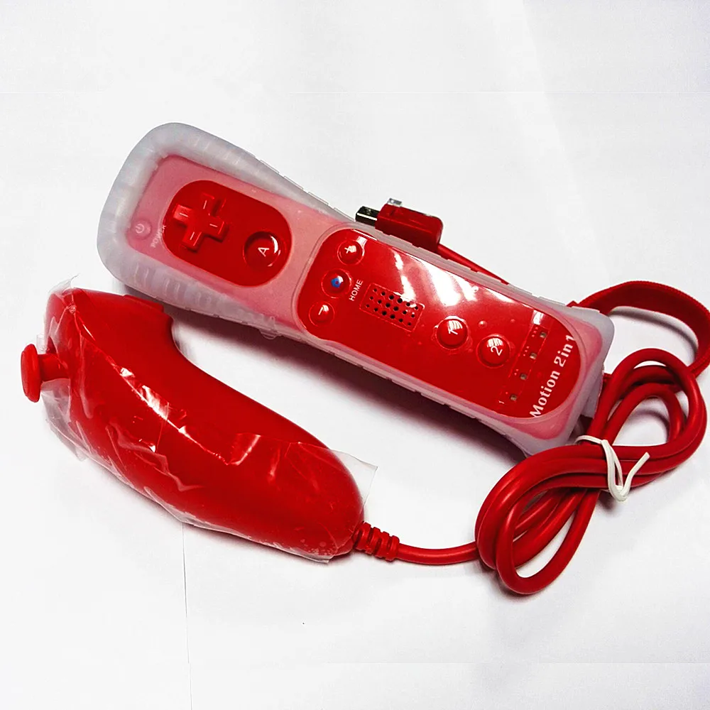 2016 Game Remote Nunchuck Controller 2 in 1 Red Wireless Remote