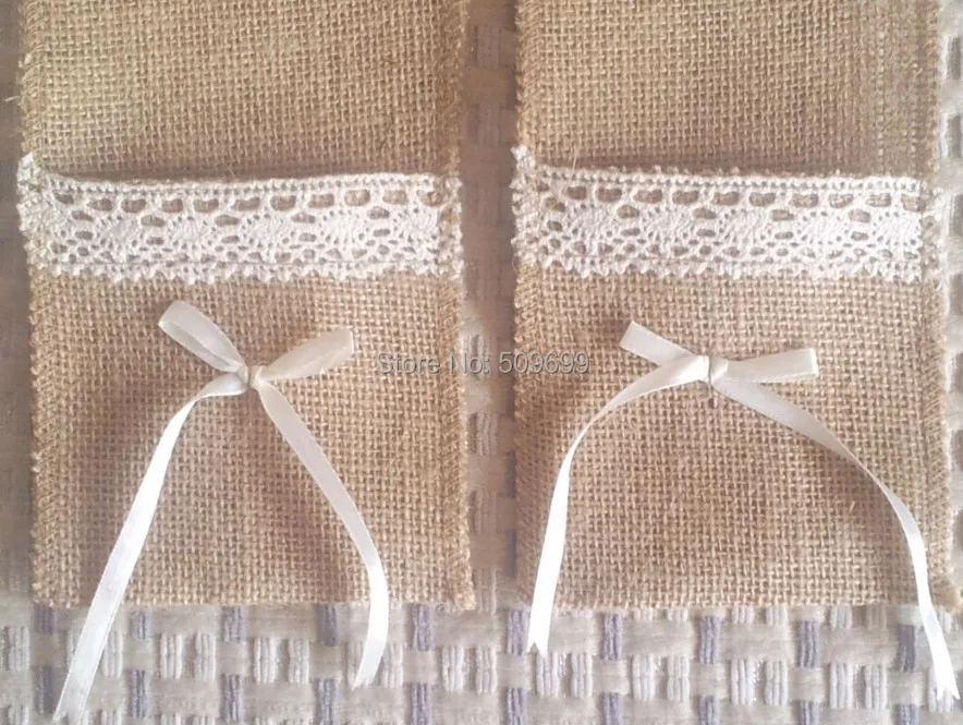 Whole Rustic Wedding Lace Burlap Silverware Holder Pocket Whole Rustic Wedding Lace Burlap Silverware Holder Pocket Crafts Decor Kitchen Cutlery Knife Fork In Mats Pads From Home