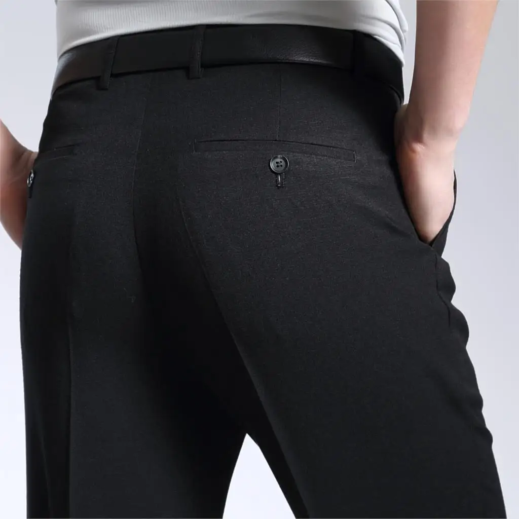 Мужские новые льняные брюки летний костюм брюки мужские брюки черные белые Flat42 44 - Цвет: 206Black