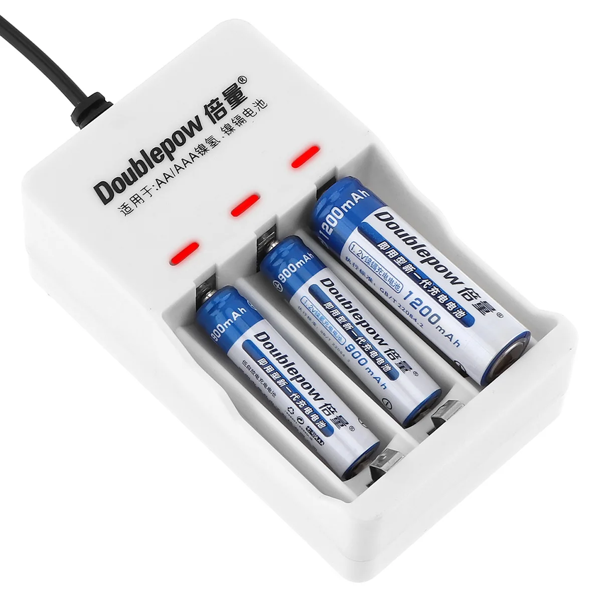 Doublepow 3 Slots Quick Intelligent USB Charger with LED Indicator for AA / AAA / Ni-MH / Ni-CD Battery