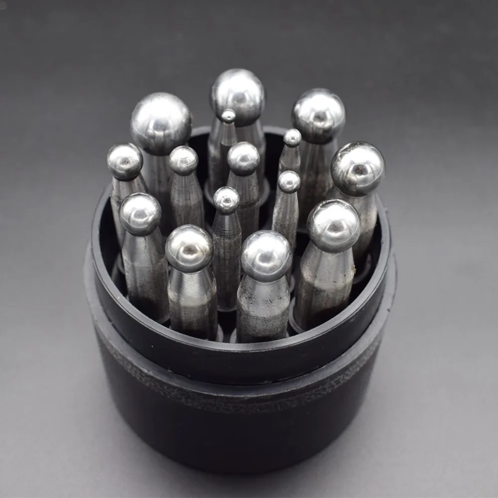 

15pcs Steel Dapping Punches Jewelers Metalworking Shaping Forming Chasing Tools