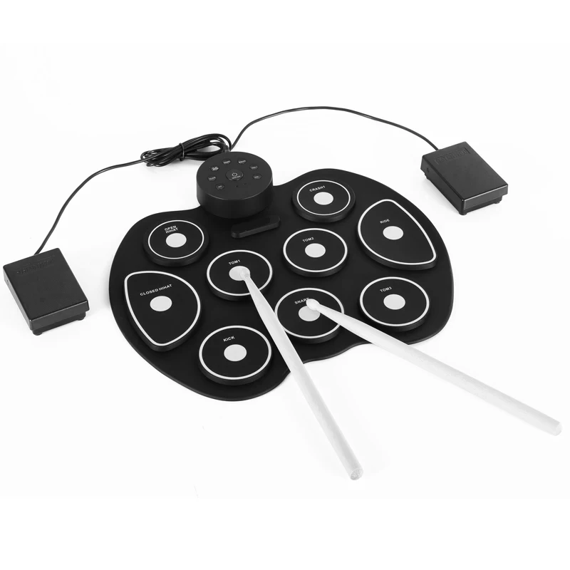 

New 9 pads Professional Drum Pad Foldable Silicon Kit with USB Portable Cylinder Stick Electronic