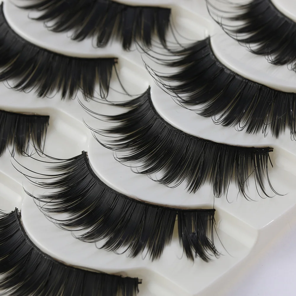 

5 Pairs/Set New Handmade Black Soft Nautral Cross Long Thick False Eyelashes Eye Lashes Beauty Makeup Tools Party