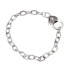 5 Серебряный тон сердце цепочка с замком-карабином Браслеты 20 см