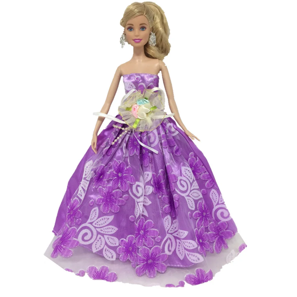 NK One Pcs Princess Purple Wedding Dress Noble Party Gown For Barbie