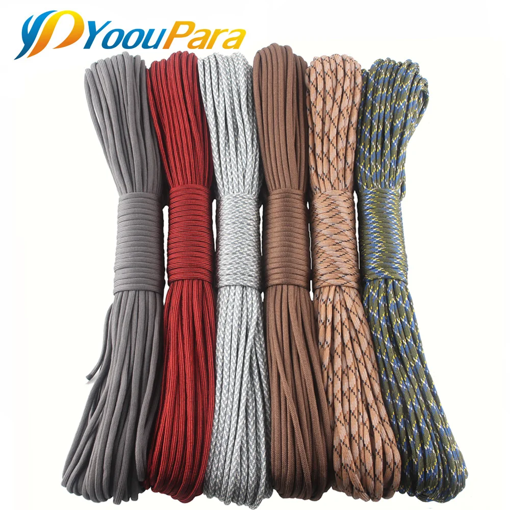 

DHL Free 50 Pcs/Lot 252 Colors Paracord 100 Feet 550 Parachute Cord Lanyard Rope Type III 7 Strands Rope Outdoor Camping