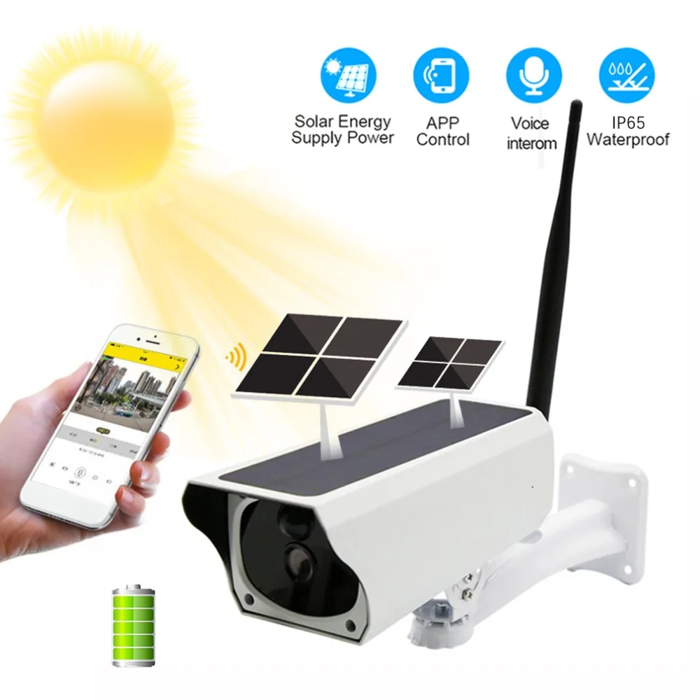 

1080P WiFi IP Camera Solar Battery Charge Security Camera IP65 Waterproof PIR Motion Night Vision Surveillance CCTV Camera