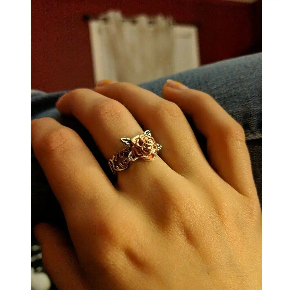 Новое Женское модное повседневное серебряное кольцо с цветами 14 k цветок из