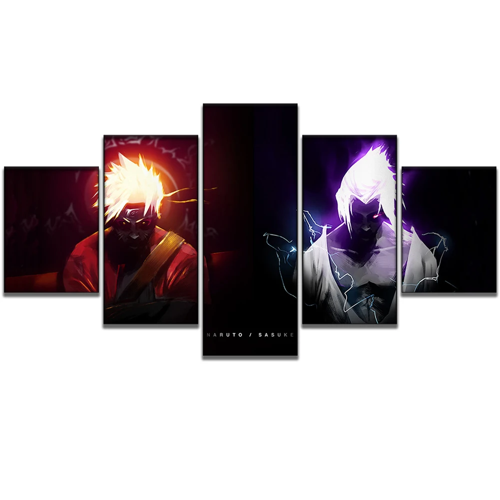 5 шт. холст искусство наруто VS Sasuke Sage Mode аниме Cuadros Decoracion настенная живопись для