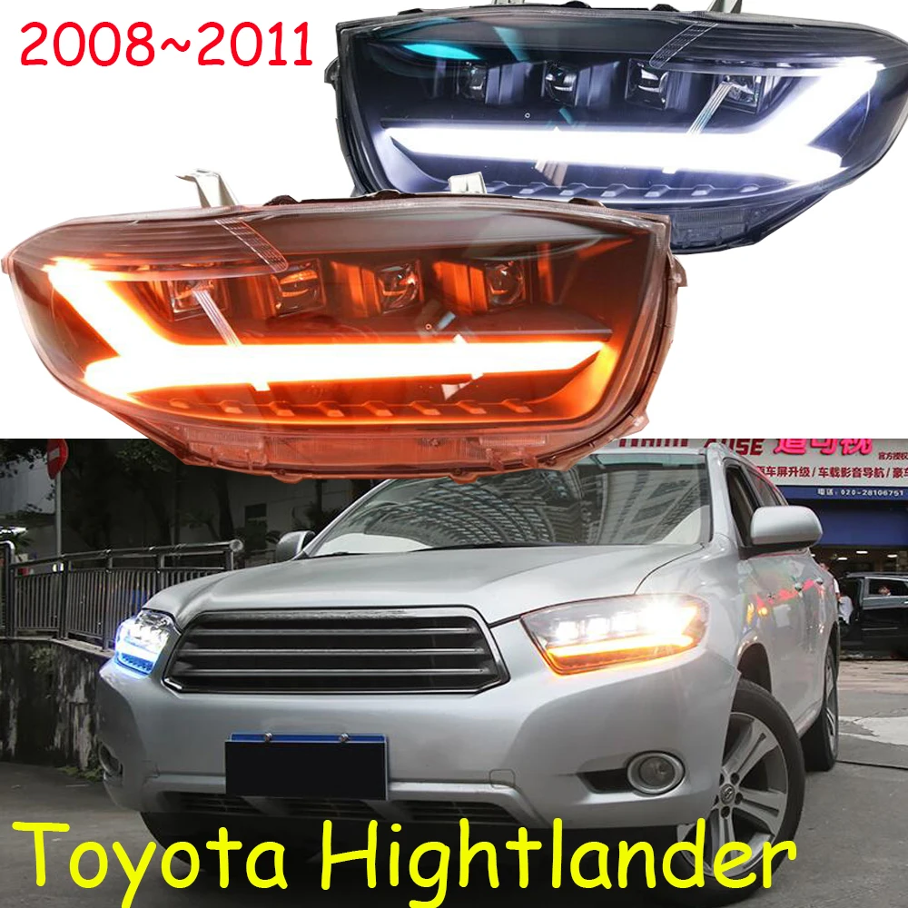 1se бампер автомобиля головной светильник для фара highlander 2008 2009 2010 2011y светодиодный DRL Дневной светильник налобный фонарь для highlander туман светильник
