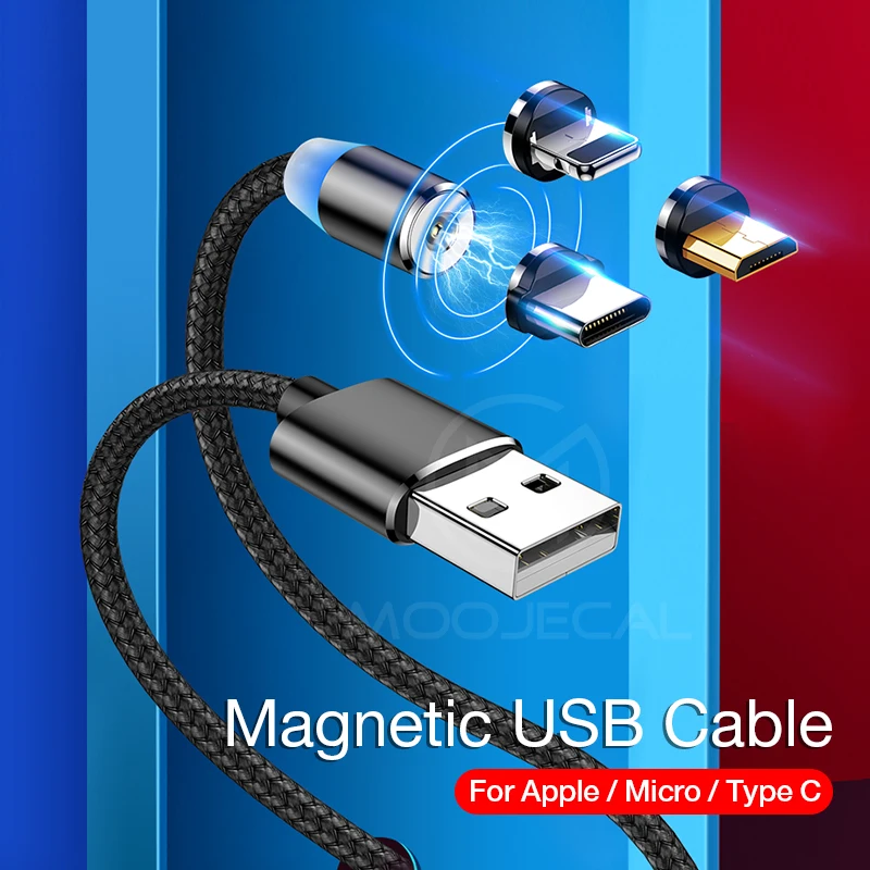 

MOOJECAL Magnetic cable LED Light Fast Charging USB-C cable data Cord Type-C Charger Phone For Samsung S9 Xiaomi huawei Mate 20