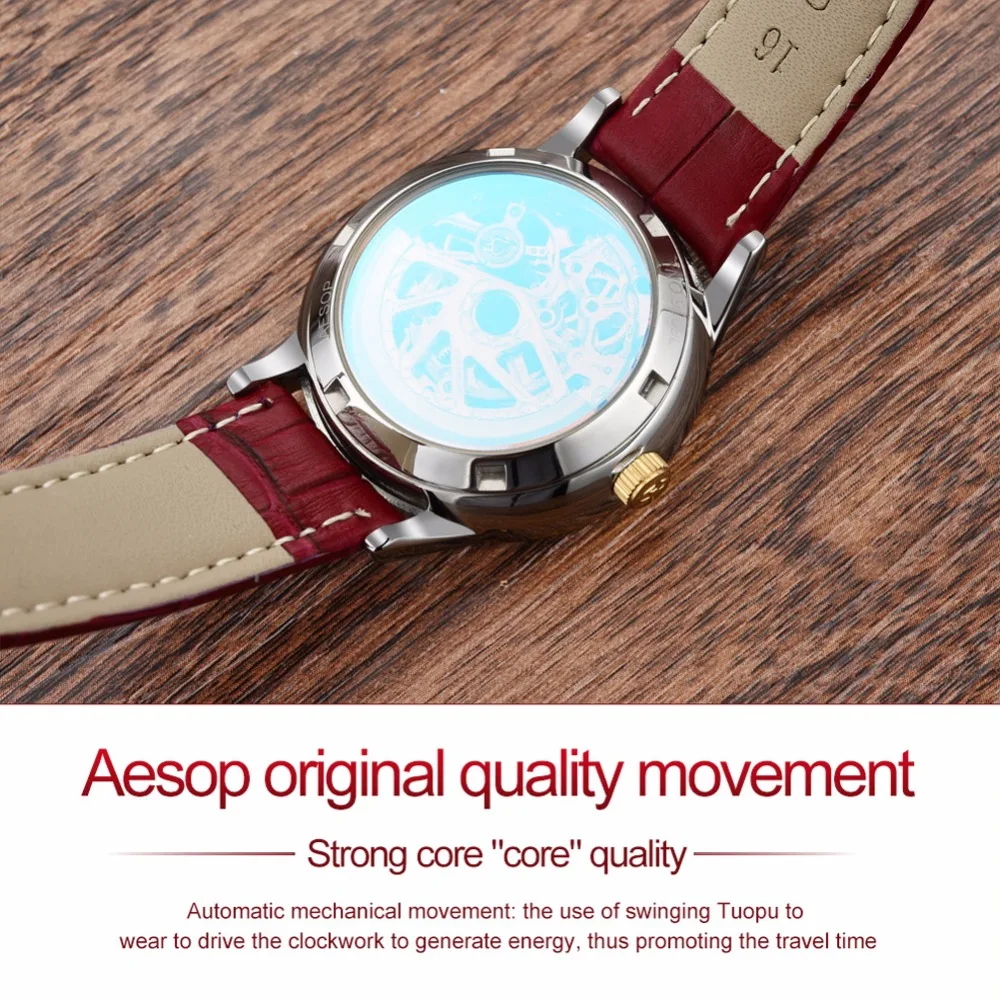 AESOP Top Brand Ladies Mechanical Aautomatic watches women relogio feminino Leather Fashion Rhinestone Hollow Skeleton Clock NEW AESOP Top Brand Ladies Mechanical Aautomatic watches women relogio feminino Leather Fashion Rhinestone Hollow Skeleton Clock NEW