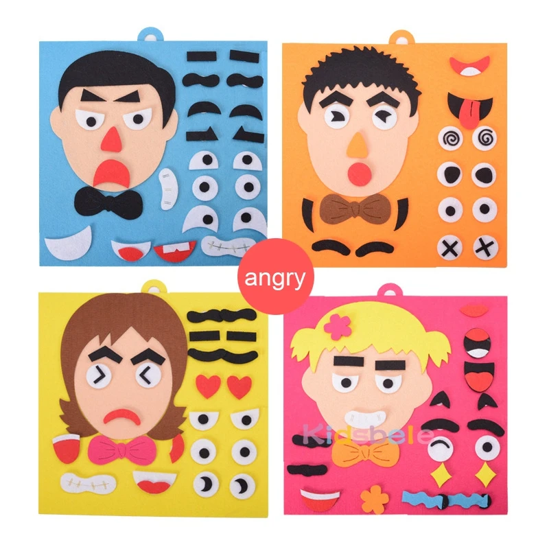 DIY Toys Emotion Change Puzzle Toys 30CM*30CM Creative Facial Expression Kids Toys For Children Educational Learning Funny Set  
