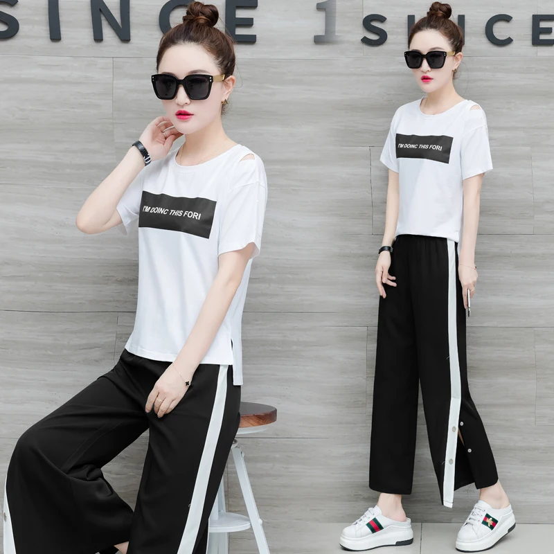 

YICIYA two 2 piece set co-ord outfits tracksuits for women white pant and top plus size large sportswear summer 2020 clothing