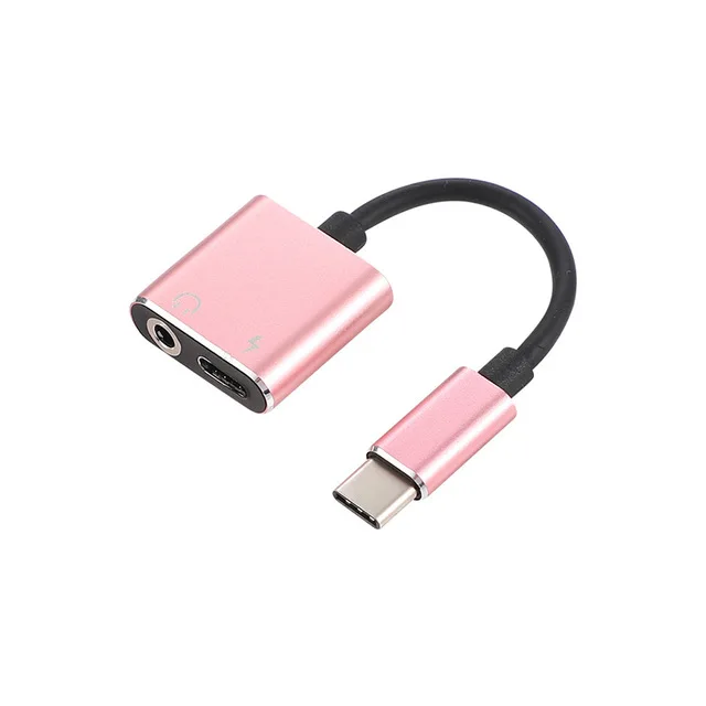 Cherie type C до 3,5 мм Aux 2 в 1 USB C адаптер для наушников зарядка USBC аудио адаптер кабель Jack конвертер для samsung Xiaomi - Цвет: Rose Gold