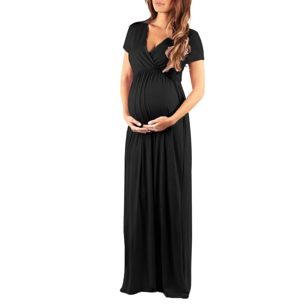 Женское платье для беременных с v-образным вырезом и коротким рукавом; платья для беременных; одежда для фотосессии;#3