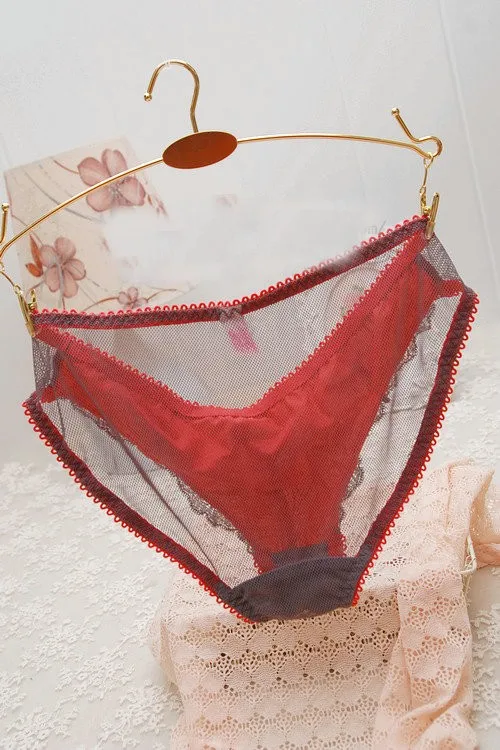 Виктория ультра-тонкий сексуальный марлевый кружевной бюстгальтер комплект нижнего белья Красный