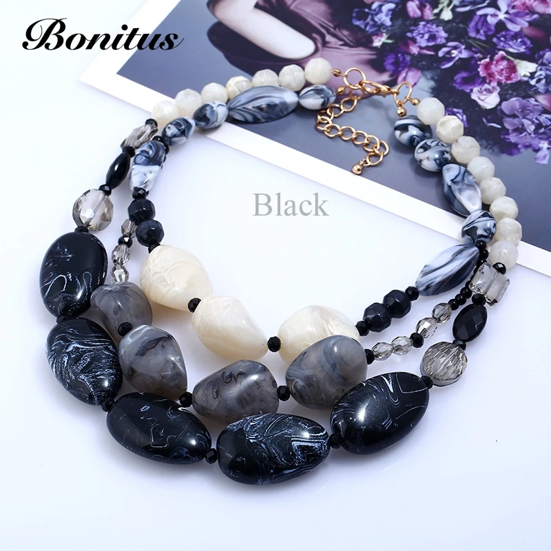 [Bonitus Jewelry] Новое поступление, модное многослойное ожерелье-чокер из полированного пластика для женщин HOT06N3151