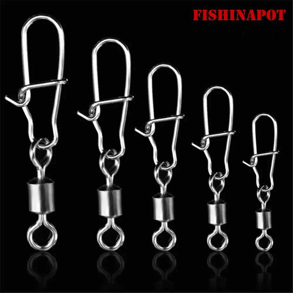 Fishinapot 30 قطعة/الوحدة 2 #-10 # الفولاذ الصلب بيت سبينر الصيد رولينج دوارة مع قفل سريع التقط هوك الدورية