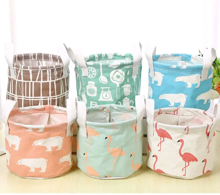 

1Pcs Cotton Linen Storage Basket Folding Desktop Debris Waterproof Container Organizer Sorter Bag Pouch Case Vacuum Storage