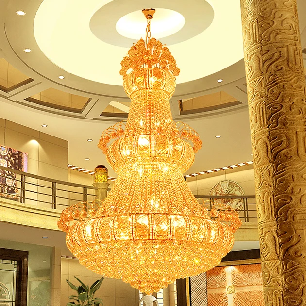 Gold Crystal Chandeliers Lights Fixture American Big Modern Crystal Droplights Home Indoor Lighting Hotel Club Lamps AC90V-260V