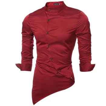 

Dress Shirts Mens Polka Irregular Shirt Slim Fit Male Shirts Night club dance Fashion unusual clothes dropshipping hot sale
