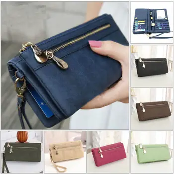 

Women Lady Zipper Leather Wallet Long Card Holder Phone Bag Case Purse Wallets Female Bags