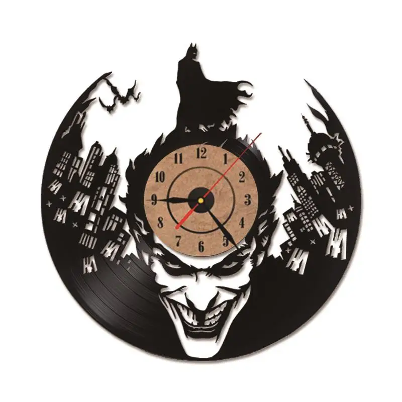 Billige Batman Joker CD Rekord Wanduhr 3D Vinyl Klassische LED Beleuchtung Uhr Wand Dekorative Hängen Kunst Decor Uhren
