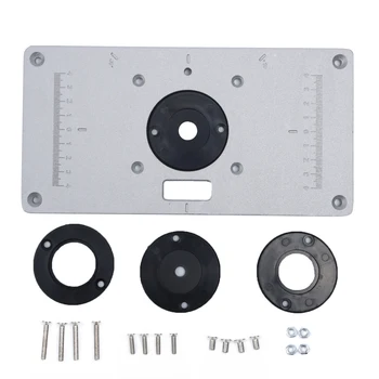 

Aluminum Router Table Insert Plate +4 Rings For Trimmer Woodworking Bench Supply