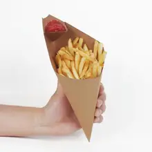 Коробка для картошки фри конусные чипы маслостойкий мешок чипы чашки вечерние вынос одноразовая пища бумажный пакет LX4638