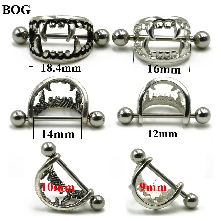 BOG-1Pair 316L хирургическая сталь сексуальная любовь укус клыки вампира Клык ниппель щит колпачок пирсинг кольцо ювелирные изделия для тела