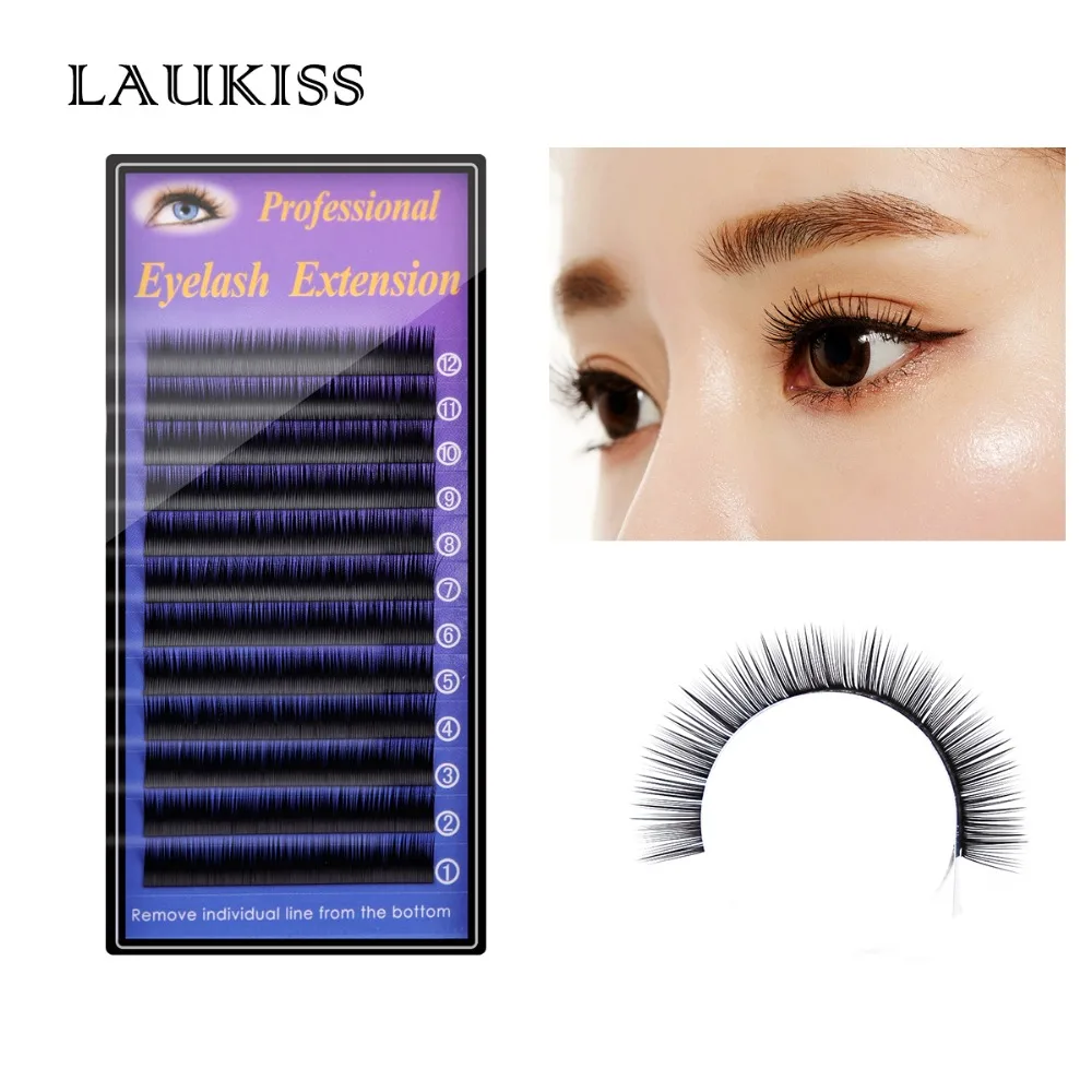 

False Eyelashes Ellipse CD Curl False Eyelash Extension Professionals Flat Fake Lash 12lines/tray Eyelashes LAUKISS Kit Cilis