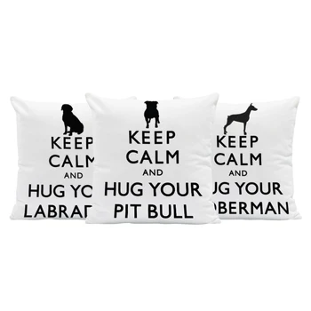 

Doberman Pit Bull Word Cushion Labrador Keep Calm Cover Pillows Graffiti Home Outdoor Decorating Throw Pillow Covers 43Cm Velvet