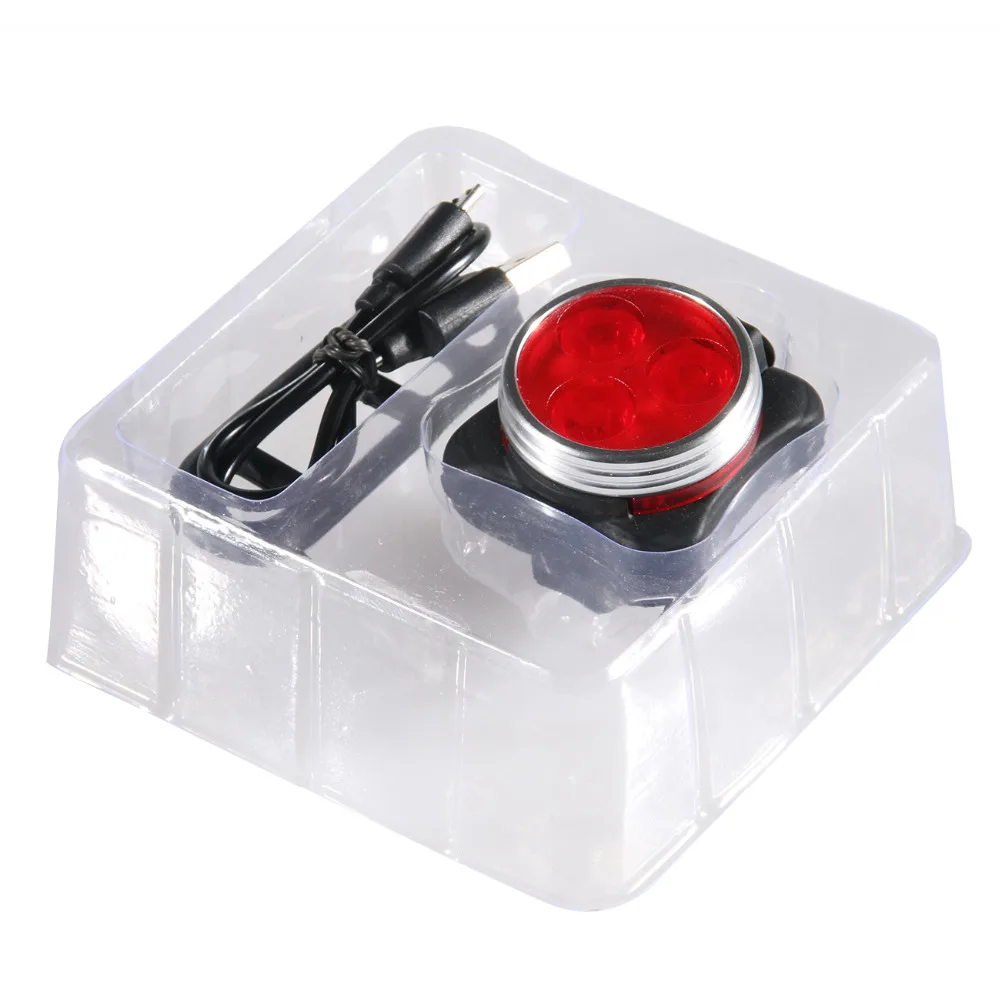USB Rechargeable Cycling Bicycle Bike 3LED Head Front Rear Tail Clip Light Lamp