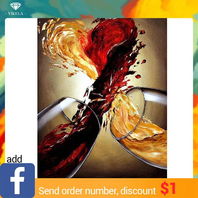 

Full Square DIY 5D Diamond Painting Red Wine Picture Of Rhinestone Diamond Embroidery 3D Mosaic Wall Sticker Home Decor Gift