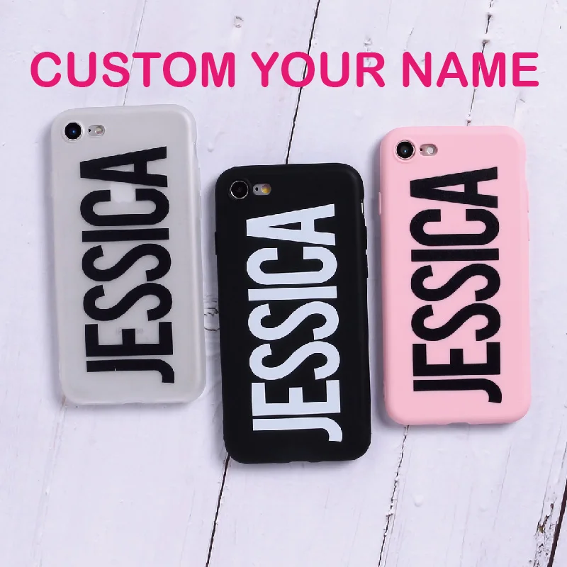 

Personalized Custom Name Text Matte Solid Color Soft Cover Phone Case For iPhone 6 6S XS Max 7 7Plus 8 8Plus X 5 SAMSUNG