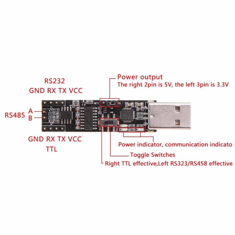 3 in1 5V 3.3V CP2102 USB To RS485 RS232 TTL Serial Port Converter Board Module