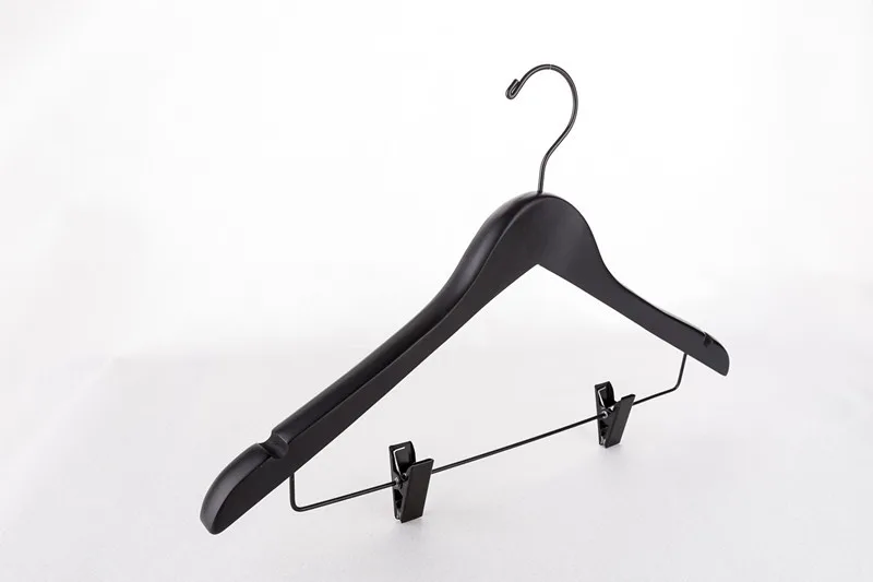 Deluxe Thick Black Wooden Suits Hanger With Clips Suit For Clothes Deluxe Thick Black Wooden Suits Hanger With Clips Suit For Clothes And Pants 6 Pieces Lot In Drying Racks Nets From Home Garden On Aliexpress