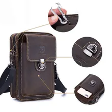 BULLCAPTAIN Для Мужчин's Винтаж натуральной воловьей кожи Крюк Пряжка плеча Crossbody Фанни поясная сумка кошелек сумка