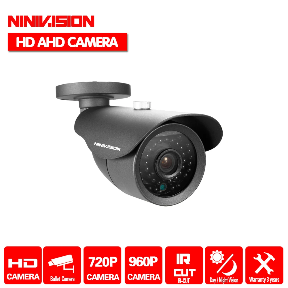 Большие акции, NINIVISION HD AHD камера безопасности 1.0MP 720P 960p 1.3mp 2500TVL камера AHD камера наблюдения IR Cut фильтр