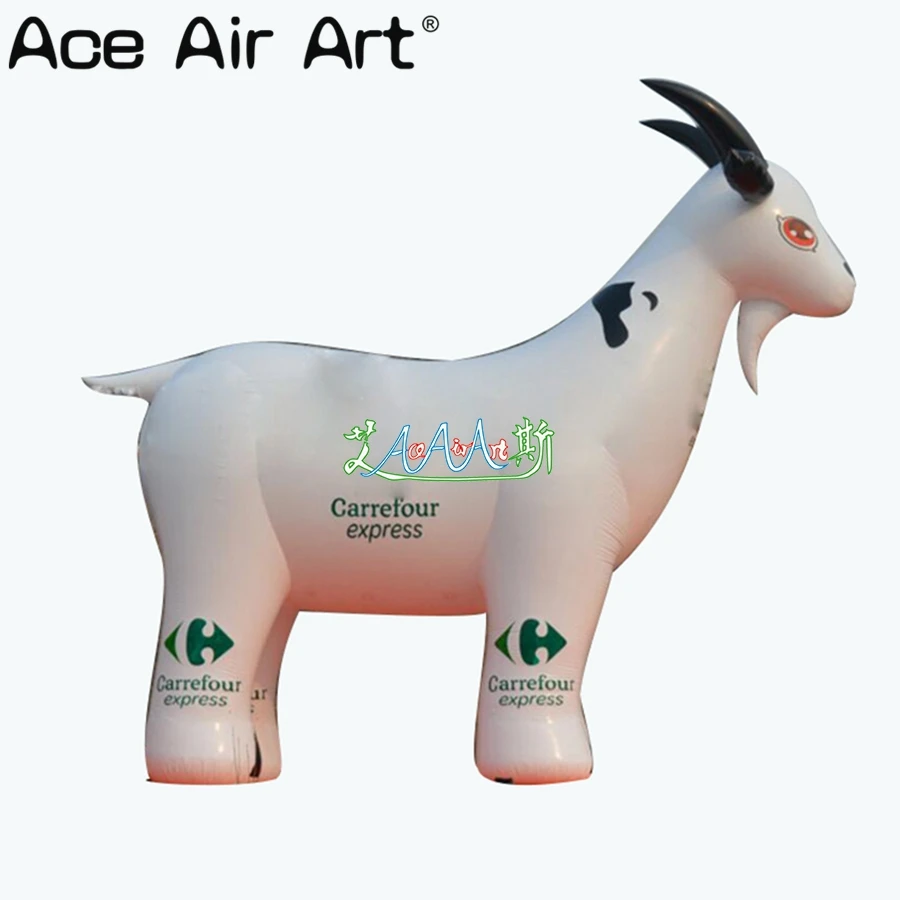  Custom cute large white inflatable sheep/goat animal replica with continuous inflating fan for adve